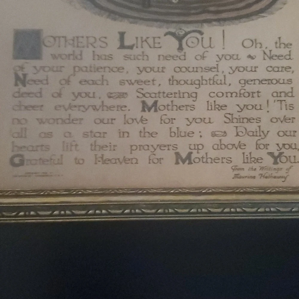 Vintage Framed Art with Mothers Poem 9x7x1/4 Perfect For Mother's Day Mom